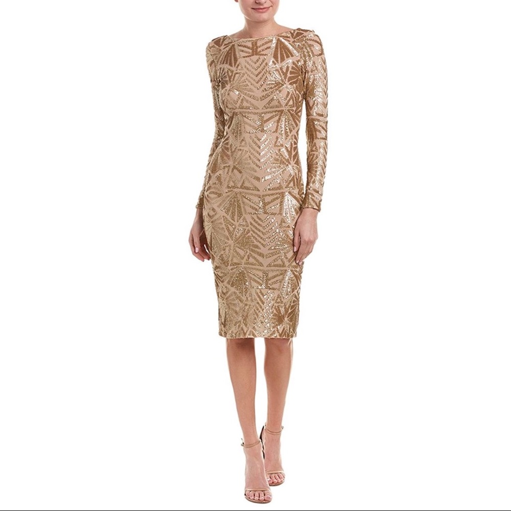 DressThePopulation Emery Stretch Sequin Midi $275